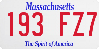 MA license plate 193FZ7