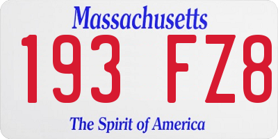 MA license plate 193FZ8