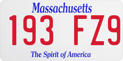 MA license plate 193FZ9