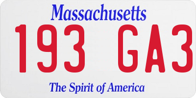 MA license plate 193GA3