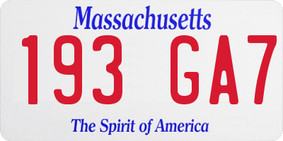 MA license plate 193GA7