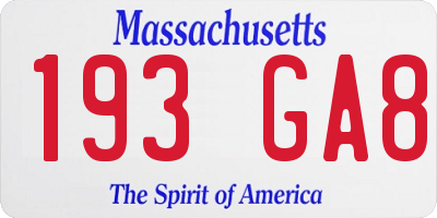 MA license plate 193GA8