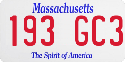 MA license plate 193GC3