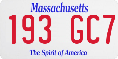 MA license plate 193GC7