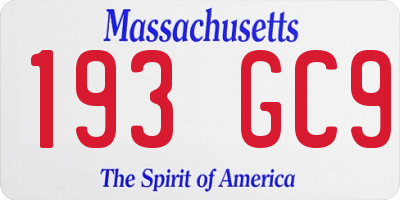 MA license plate 193GC9