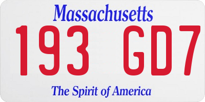 MA license plate 193GD7