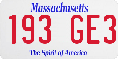 MA license plate 193GE3