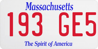 MA license plate 193GE5