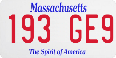 MA license plate 193GE9