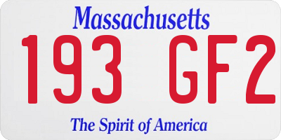 MA license plate 193GF2