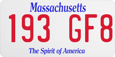MA license plate 193GF8