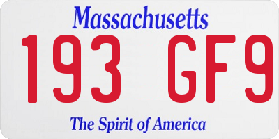 MA license plate 193GF9