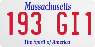 MA license plate 193GI1