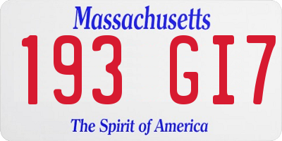 MA license plate 193GI7
