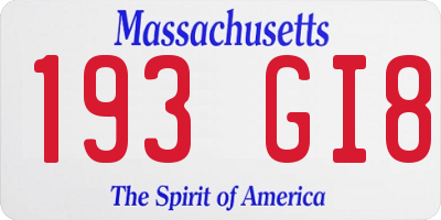 MA license plate 193GI8