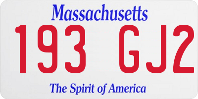 MA license plate 193GJ2