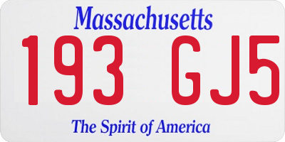 MA license plate 193GJ5