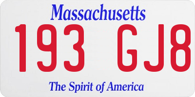 MA license plate 193GJ8