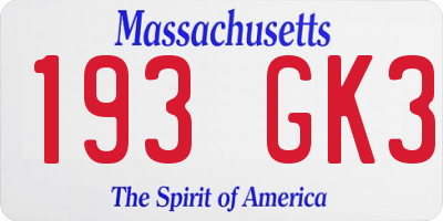 MA license plate 193GK3