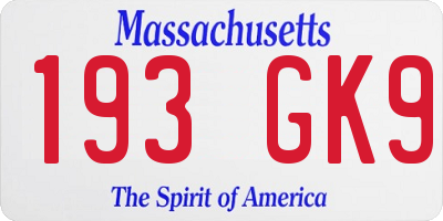 MA license plate 193GK9