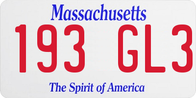 MA license plate 193GL3