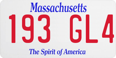 MA license plate 193GL4