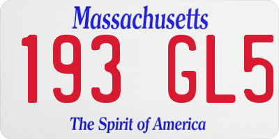MA license plate 193GL5