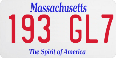 MA license plate 193GL7