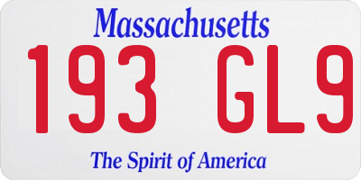 MA license plate 193GL9