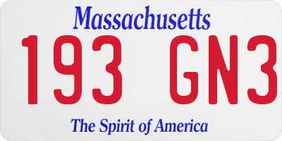 MA license plate 193GN3