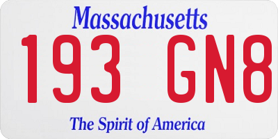 MA license plate 193GN8