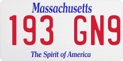 MA license plate 193GN9