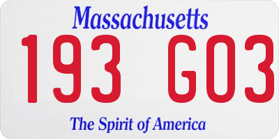 MA license plate 193GO3