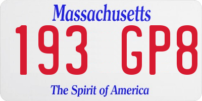 MA license plate 193GP8