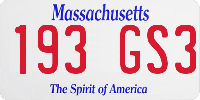 MA license plate 193GS3