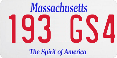 MA license plate 193GS4
