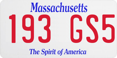 MA license plate 193GS5