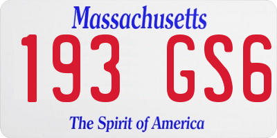 MA license plate 193GS6