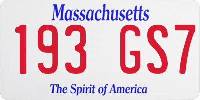 MA license plate 193GS7