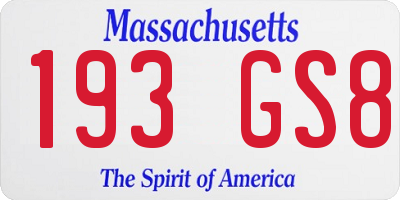 MA license plate 193GS8