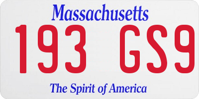 MA license plate 193GS9