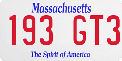 MA license plate 193GT3