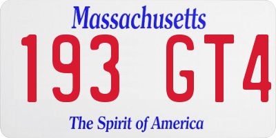 MA license plate 193GT4