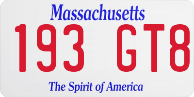 MA license plate 193GT8