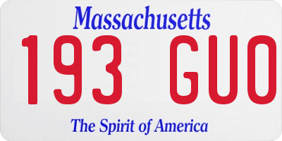 MA license plate 193GU0