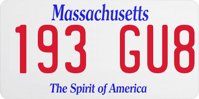 MA license plate 193GU8