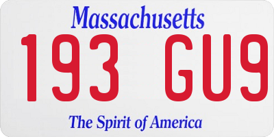 MA license plate 193GU9
