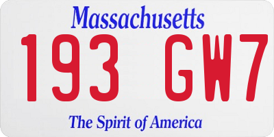 MA license plate 193GW7
