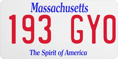 MA license plate 193GY0