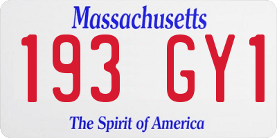 MA license plate 193GY1